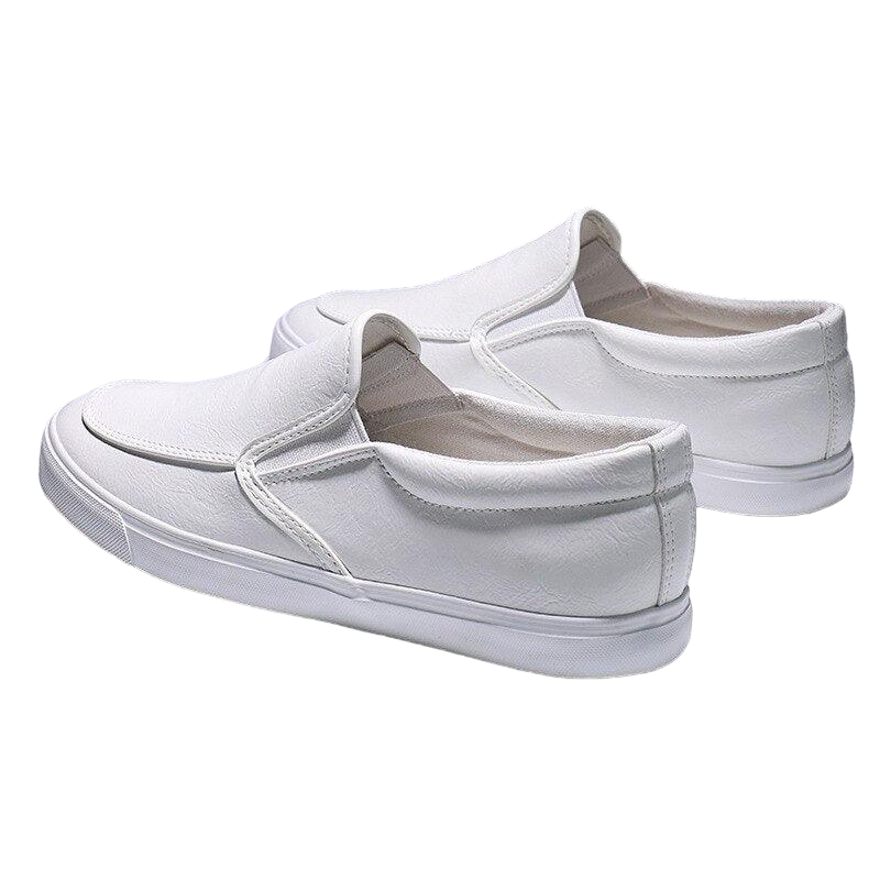 Slip on tênis de Couro Casual Liso Masculino