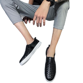 Slip on tênis de Couro Casual Liso Masculino