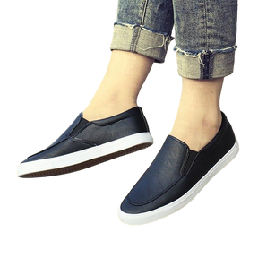 Slip on tênis de Couro Casual Liso Masculino