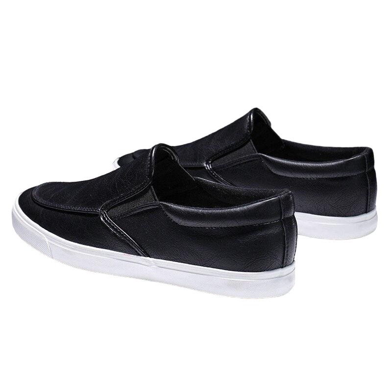 Slip on tênis de Couro Casual Liso Masculino