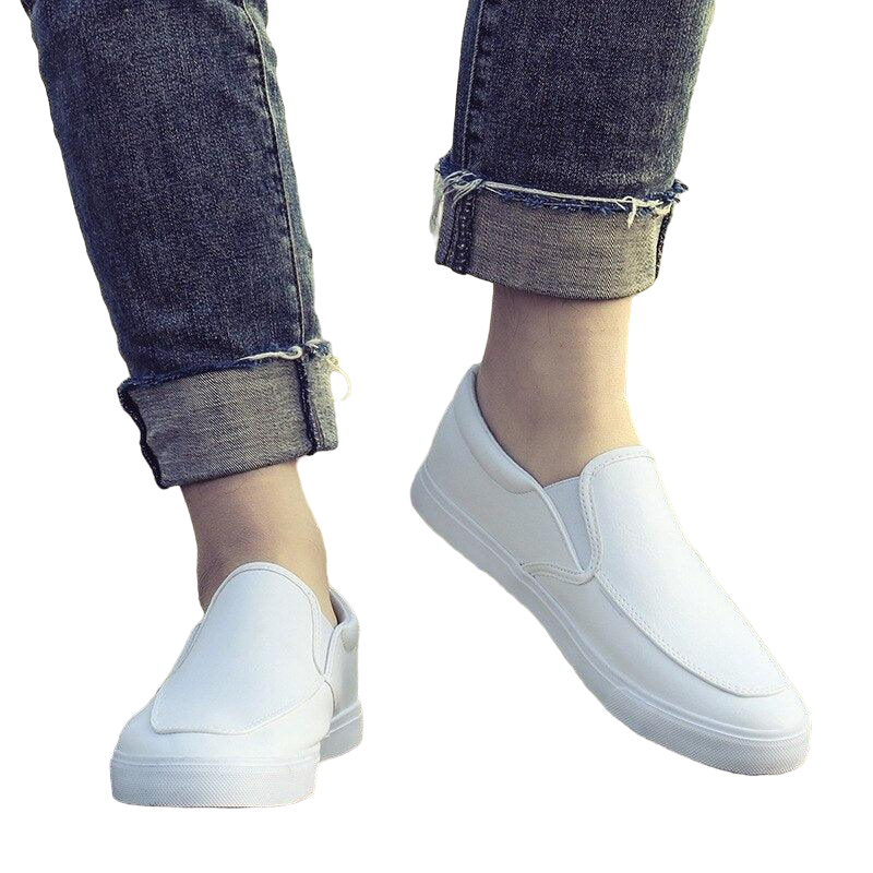 Slip on tênis de Couro Casual Liso Masculino